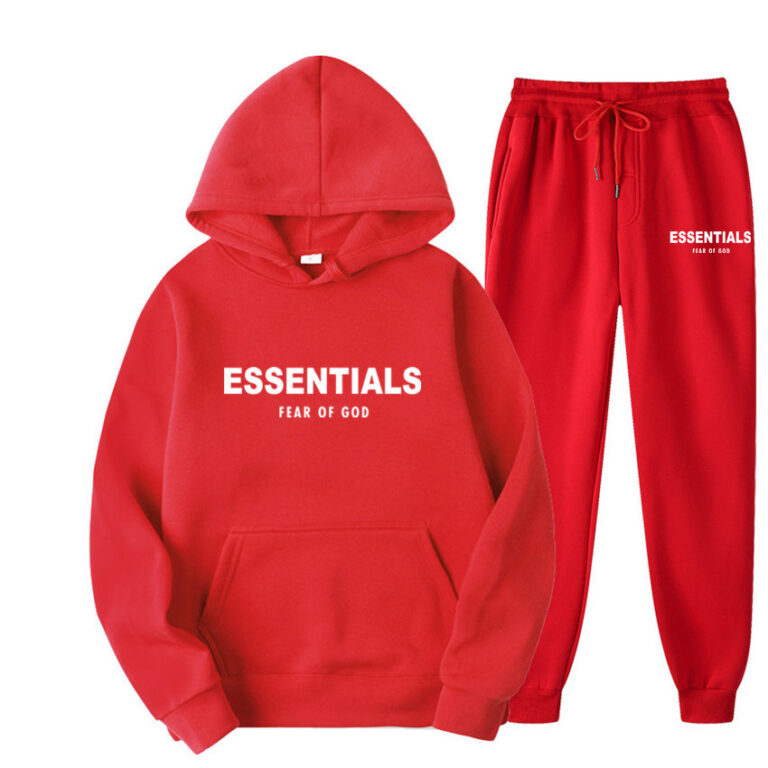 Essentials Hoodie Fear of God Red TrackSuit - Essentials Clothing